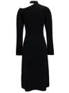 Ferragamo Midi Black Dress With Cut-out And Long Sleeve In Viscose Blend Woman In Black
