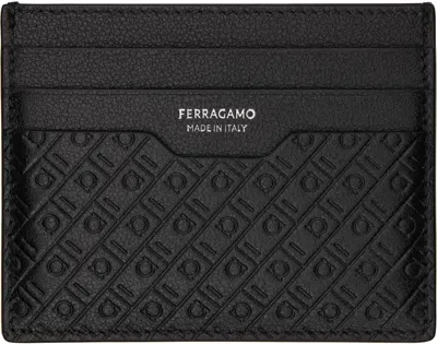 Ferragamo Monogram Credit Card Holder In Nero X Mod.661571