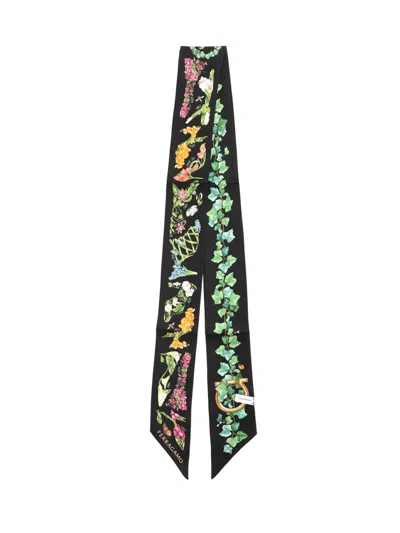 Ferragamo Black Mini Floral Bandana Scarves In Multi