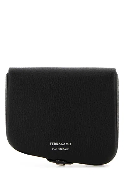 Ferragamo Black Mini Leather Coin Purse For Men