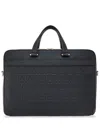 Ferragamo Black Monogram Embossed Leather Briefcase In Black
