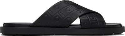 Ferragamo Black Monogram Sandals In Nero