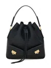 Ferragamo Black Crossbody Bag With Adjustable And Removable Shoulder Strap And One Top Flat Handle In Grained 