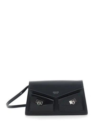 FERRAGAMO BLACK MULTIPOCKET MINI BAG