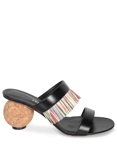 Ferragamo Black Nappa Leather Sandals With 75mm Heel