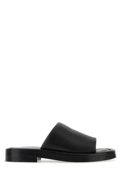 Ferragamo Black Nappa Leather Slippers