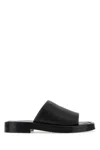 Ferragamo Leather Sandals With Embossed Logo On The Side In Black