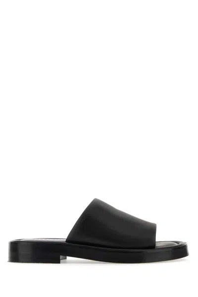 Ferragamo Leather Sandals With Embossed Logo On The Side In Black