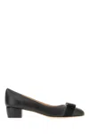Ferragamo Nappa Leather Pumps Vara Block Heel Bow