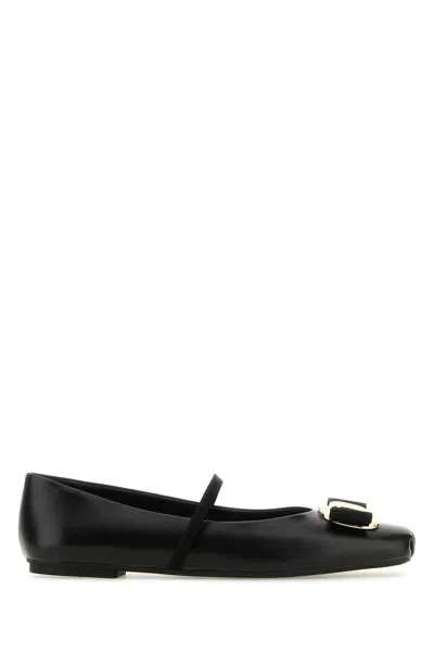 Ferragamo New Vara Flat Ballerina Shoes In Black