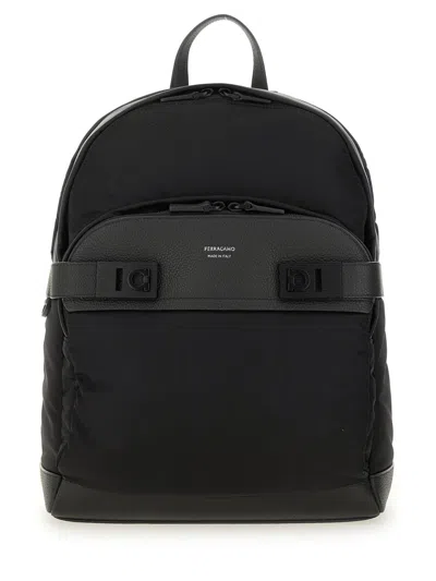 Ferragamo Black Nylon Backpack
