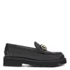 Ferragamo Black Ofelia Lug Moccasin With Gancini Ornament In Black