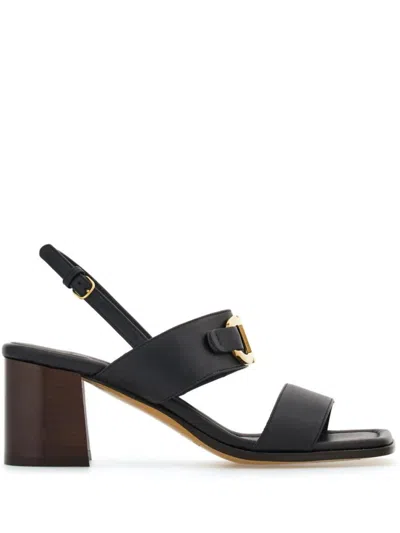 Ferragamo Black Open Toe Heels