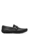 Ferragamo Men Parigi Gancini Leather Drivers Loafers Pebbled T Moro In Black
