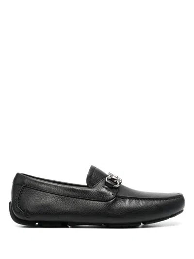 FERRAGAMO BLACK PARIGI LEATHER LOAFER