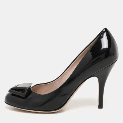 Pre-owned Ferragamo Black Patent Leather Pumps Size 37
