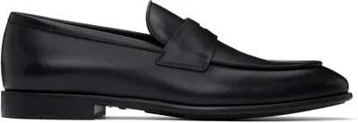 Ferragamo Penny Loafer In Nero New Biscotto