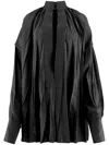 FERRAGAMO BLACK PLEATED SATIN KAFTAN