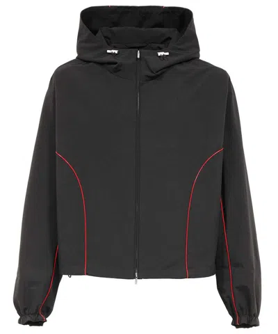 Ferragamo Black Polyester Blend Jacket In Nero