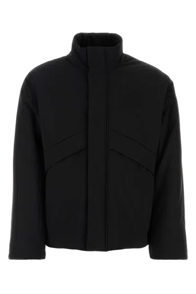 Ferragamo Padded Jacket With High Collar And Flap In Black