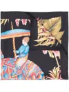 Ferragamo Graphic Elephant Print Silk Scarf In Black