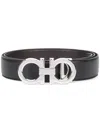 Ferragamo Black Reversible Belt In Black
