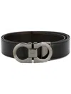 Ferragamo Men's Gancini Reversible Leather Belt In Black