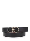 Ferragamo Black Reversible Belt With Gancini Buckle Closure In Grained Leather Man In Black