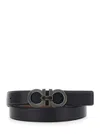 Ferragamo Black Reversible Belt With Gancini Buckle In Leather Man In Black
