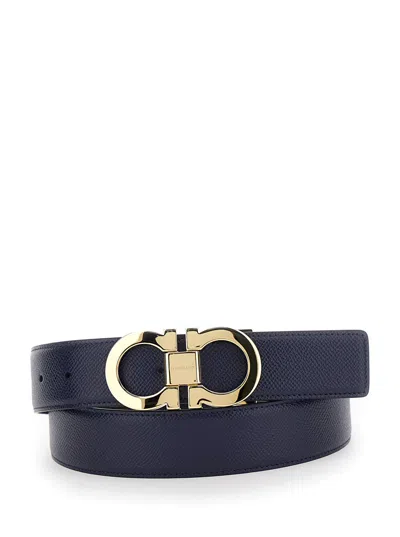 Ferragamo Black Reversible Belt With Gancini Buckle