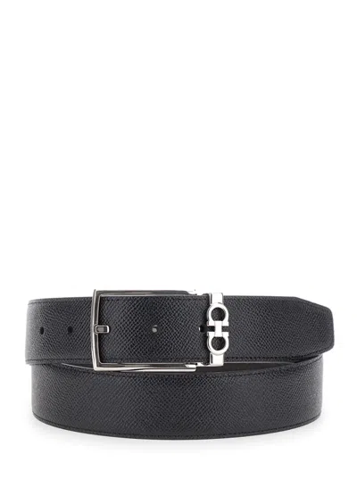 Ferragamo Black Reversible Buckle Belt