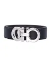 Ferragamo Black Reversible Cut To Sze Belt In Blue