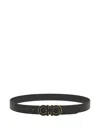 Ferragamo Reversible And Adjustable Double Gancini Belt In Black