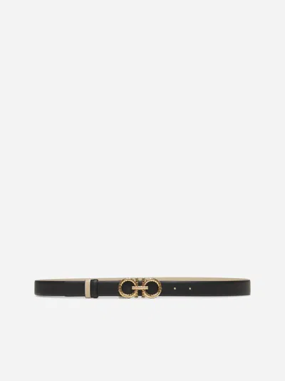 FERRAGAMO BLACK REVERSIBLE GANCINI BELT