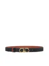 Ferragamo Black Reversible Gancini Belt In Black