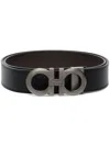 Ferragamo Gancini Leather Belt In Black
