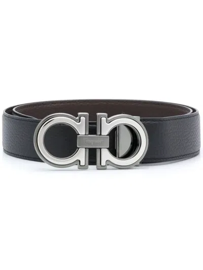 FERRAGAMO BLACK REVERSIBLE LOGO BUCKLE BELT