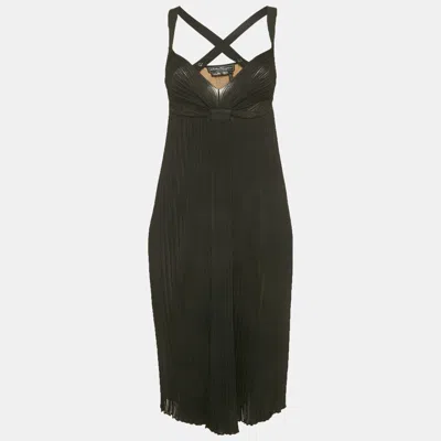 Ferragamo Black Rib Knit Strappy Dress