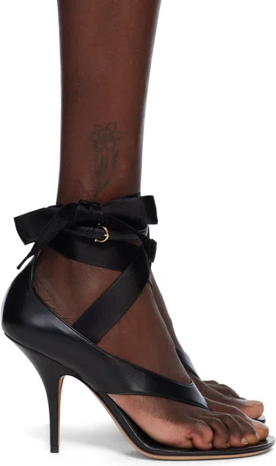 Ferragamo Leliu Leather Ankle-wrap Thong Sandals In Nero