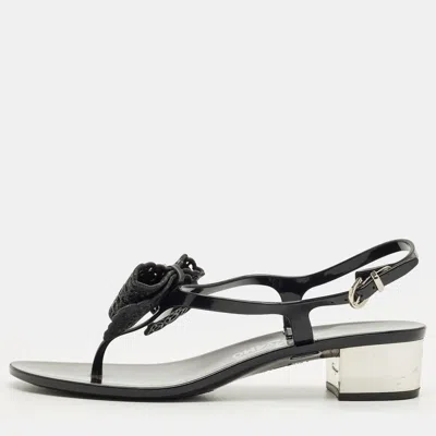 Ferragamo Black Rubber Per Ankle Strap Sandals In Animal Print