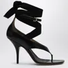 Ferragamo Leather Sandal With Open Toe And Roll-up Strap In Black