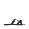 Ferragamo Lilou Vara Plate Flat Slides In Black