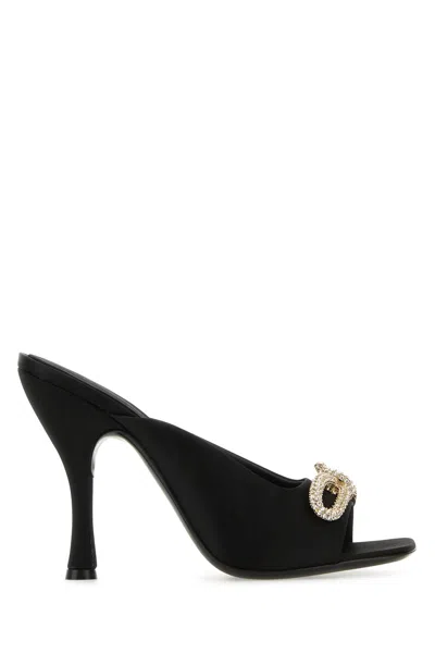 Ferragamo Elegant Satin Flats With 10.5 Cm Heel For Women In Black