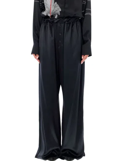 Ferragamo Black Satin Pajama Trouser