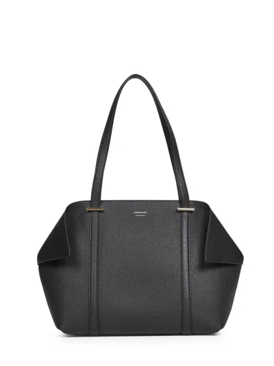 Ferragamo Black Scarf Folded Tote Bag (m)