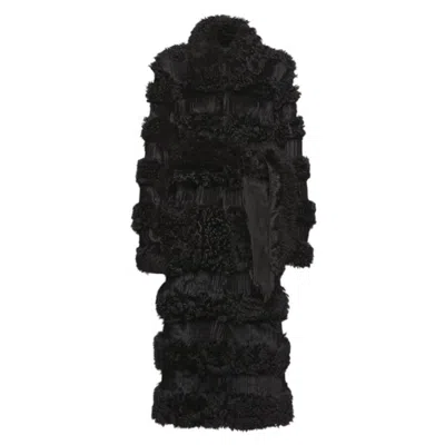 Ferragamo Black Shaved Shearling Coat