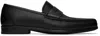Ferragamo Black Signature Loafers In Nero