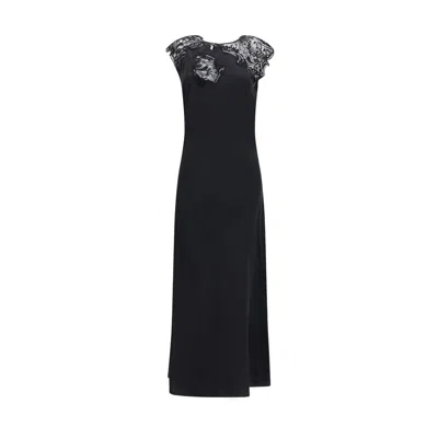 Ferragamo Black Silk Cocktail Dress In Multi