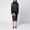 Ferragamo Spirit Print Satin Dress In Black