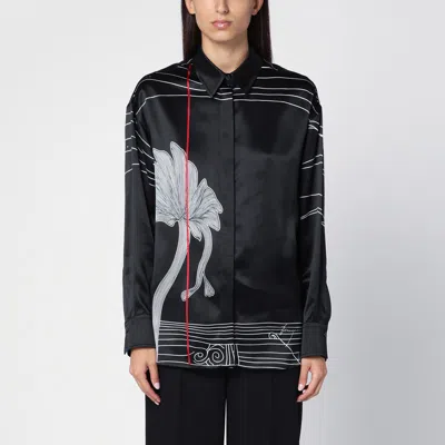 FERRAGAMO FERRAGAMO BLACK SILK SATIN SHIRT